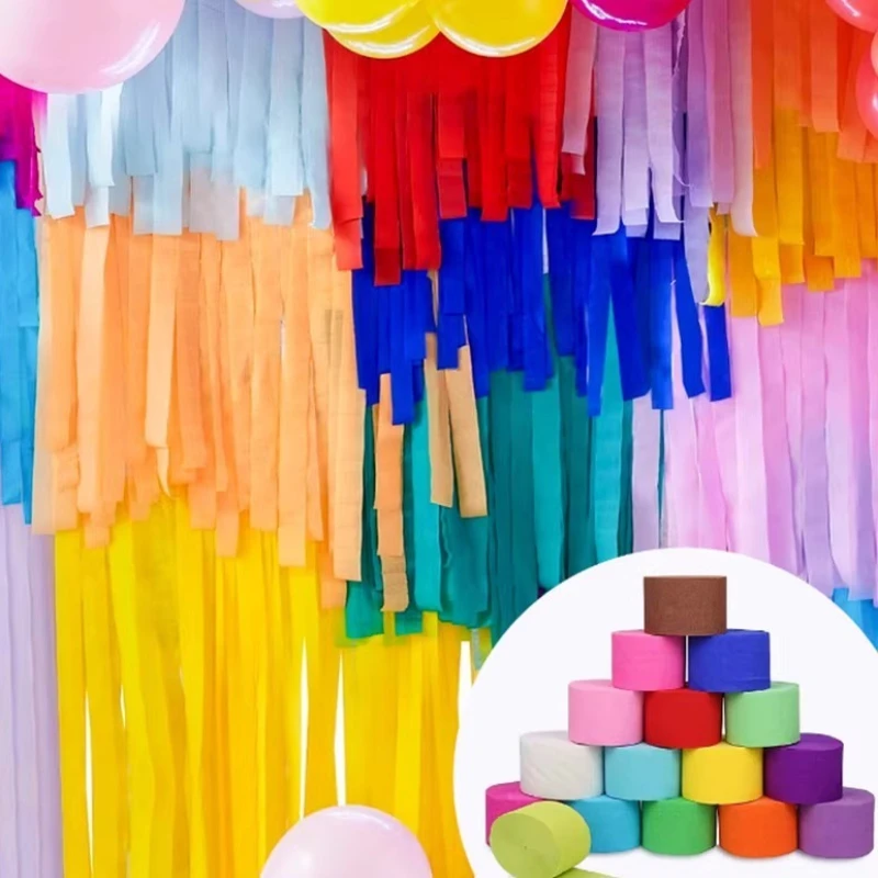 Guirnalda de flecos de papel crepé colorido de 10 metros y 4,5 cm para Baby Shower y niños, telón de fondo para fiesta de cumpleaños, accesorio de decoración de pared