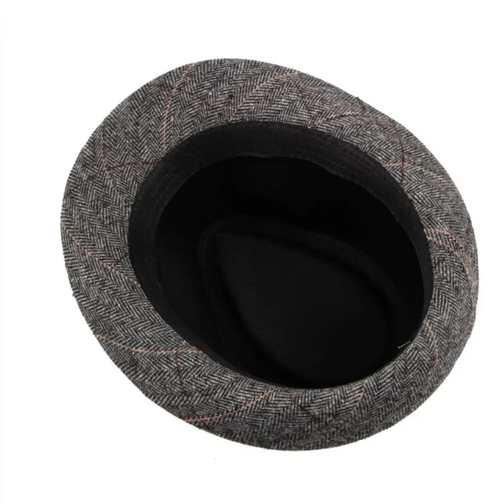 Classic Wool Fedora Hat For For Laurenclay Men British Style Plaid Jazz Cap Autumn Winter Warm Wide Brim Soft Comfortable Hat