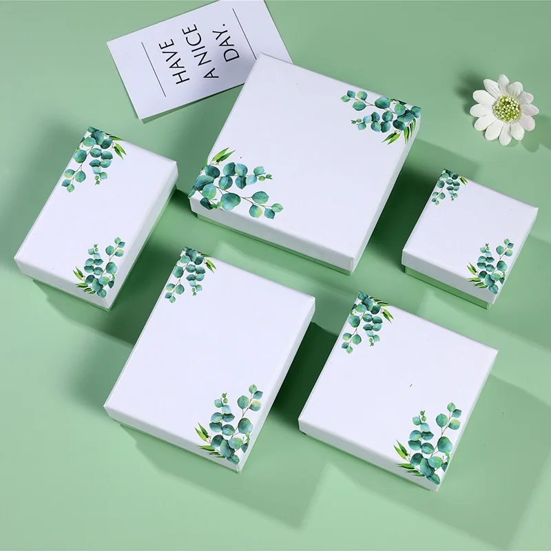 الأبيض ورقة صندوق مجوهرات سوار قلادة حلقة القرط صندوق اليدوية كرافت هدايا الزفاف علبة التعبئة والتغليف مجوهرات اكسسوارات #3