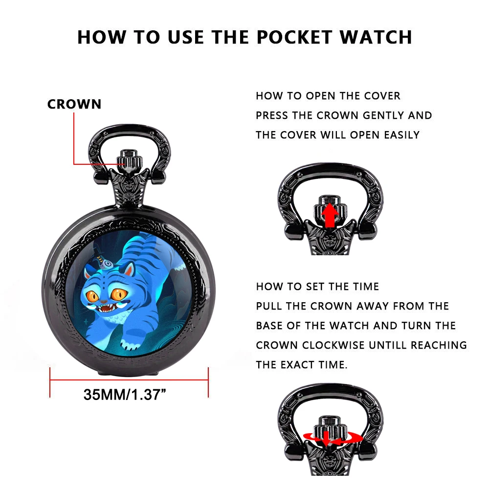 K-Pop Demon Hunters - Derpy & Sussie Artisan Cinema-Style Glass-Dome Quartz Pocket-Watch قلادة قلادة هدية للجنسين