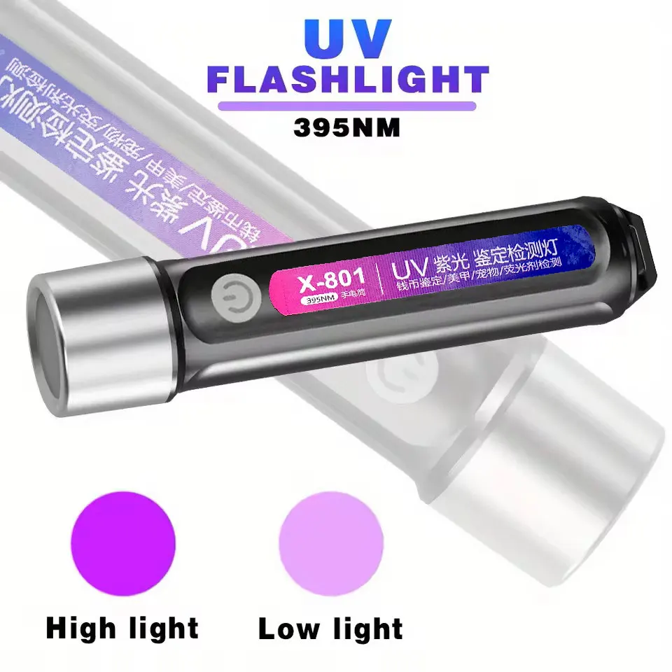 Portable LED UV Lamp Purple Light Flashlight Money Detector Fluorescent Agent Illumination Light for Detection And Security