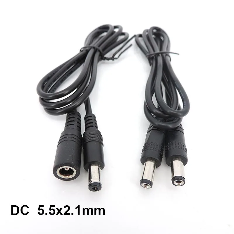 Masculino e Feminino Cabo de Alimentação para Câmeras de Segurança CCTV, Extensão Wire, DC, 5.5mm, 2.1mm