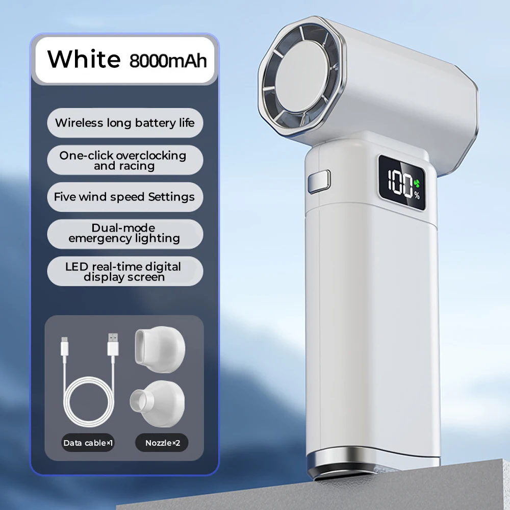 8000mAh Multipurpose Jet Fan Cordless Computer Cleaning Blower Tool Air Jet Blower 650000RPM Strong Blowing With Power Display