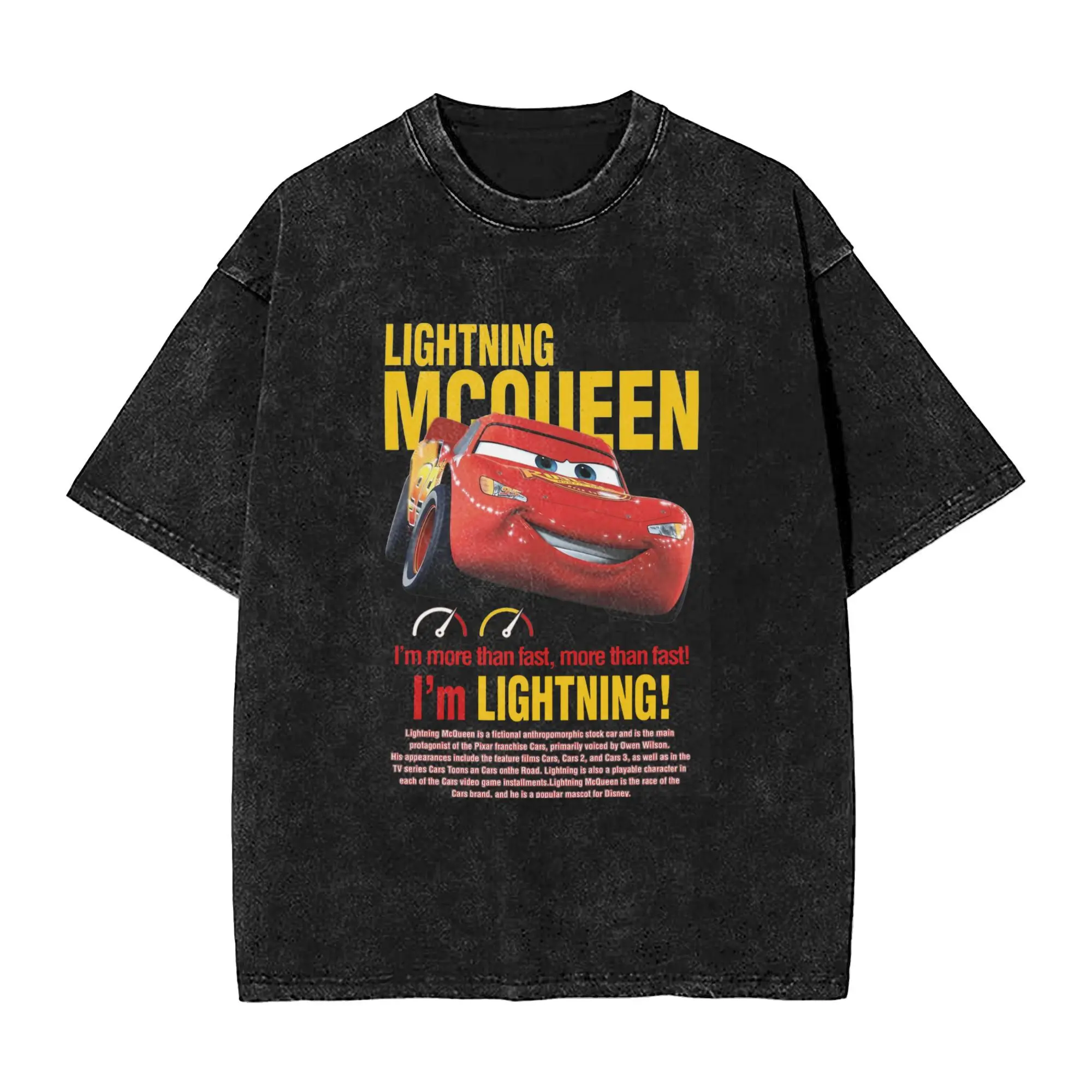 lightning sally and mcqueen Accessories Washed T Shirt Men Women Streetwear Hip Hop T-Shirt Summer  Tee Shirt Cotton