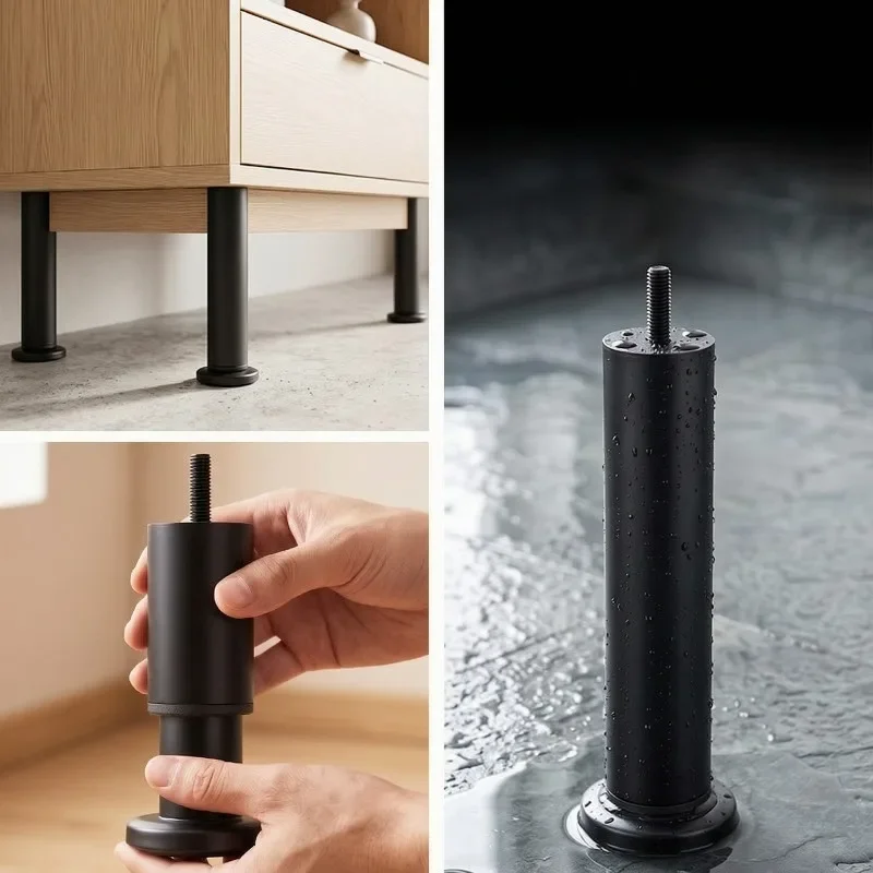 4pcs/Set Adjustable M8 Thread Furniture Feet Heavy Duty Height Riser Support Legs for Bed Sofa Table Cabinet Hardware
