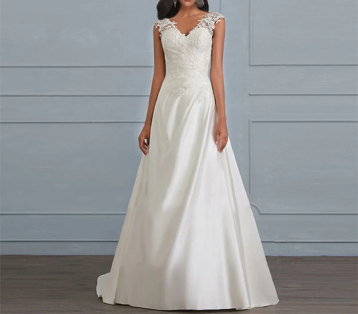 New Fashion Casual Sleeveless V-neck Solid Color Slim Fit Lace Splicing Hollow Out Floor-Length Dress