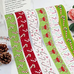 NEW sales 50 yards Christmas Crutches Ribbon Pattern Printed Grosgrain Ribbon