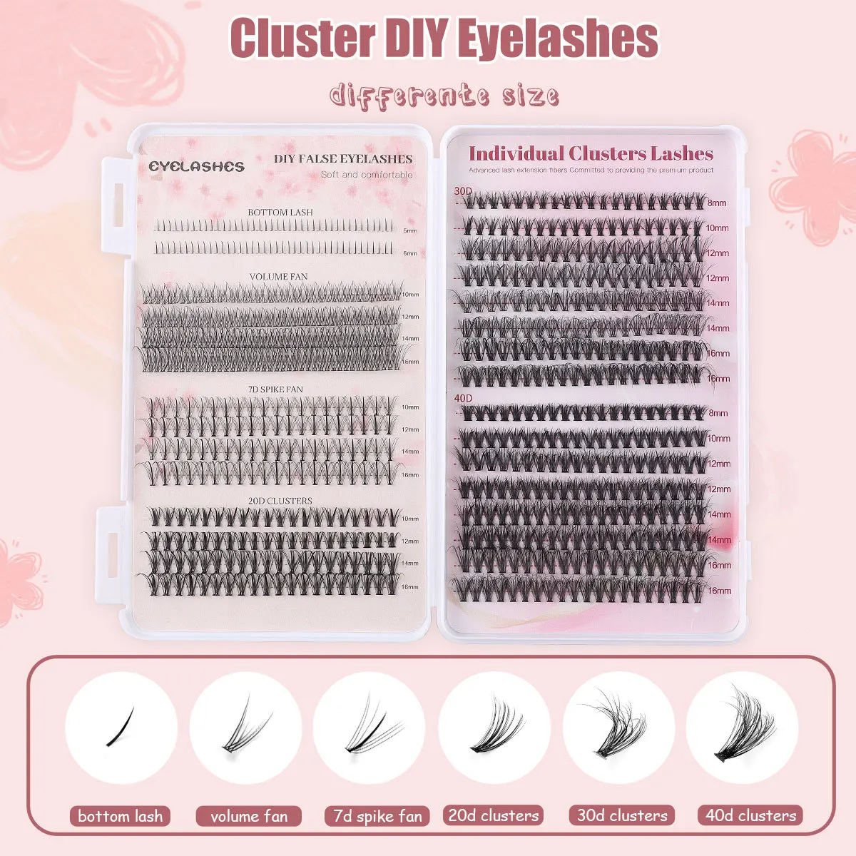 New DIY Single Cluster False Eyelashes Fluffy Thick Eyelashes 30+40D Mixed Dressing Professional Sunflower Eyelash Book Set Hot