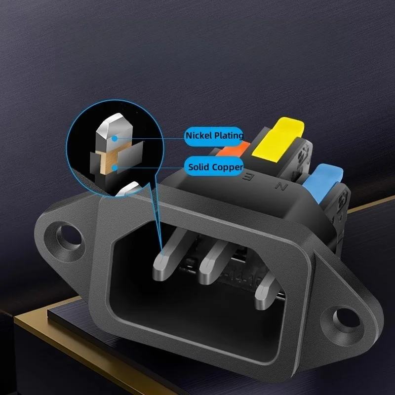 10A250V IEC C14 Connector 3P Inlet Adapter Outlet Power Socket for Appliance and Equipment