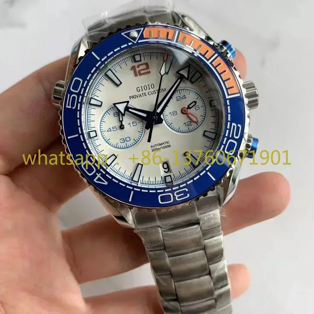 Luxury New Quartz Watch for Men Chronograph Vk63 Movement Watches Black Blue Ceramic Silver Rose Gold Rubber Gray Sapphire Glass