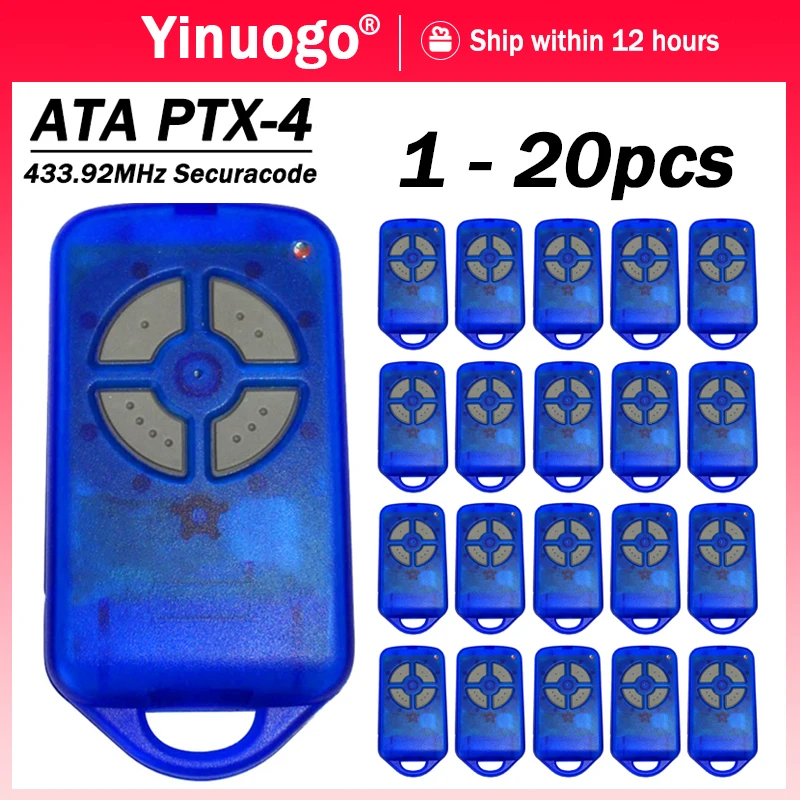 

For ATA SecuraCode PTX4 Garage Door Opener ATA PTX-4 Garage Remote Control 433.92MHz Rolling Code