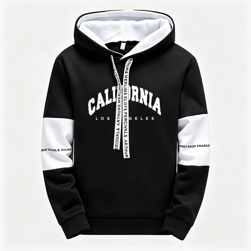 Vendas Quentes: Moletons Masculinos com Estampa, Hoodies Casuais para Esportes ao Ar Livre, Roupas Diárias para Homens, Tops Esportivos em Preto e Bra