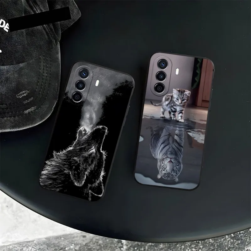 Wolf Dog Cat Bird Lion Tiger Animal Phone Case For Huawei P50 P30 P40 P10 P20 Lite Mate 40 Pro Plus Psmart Z 6 7 5 Fundas Back