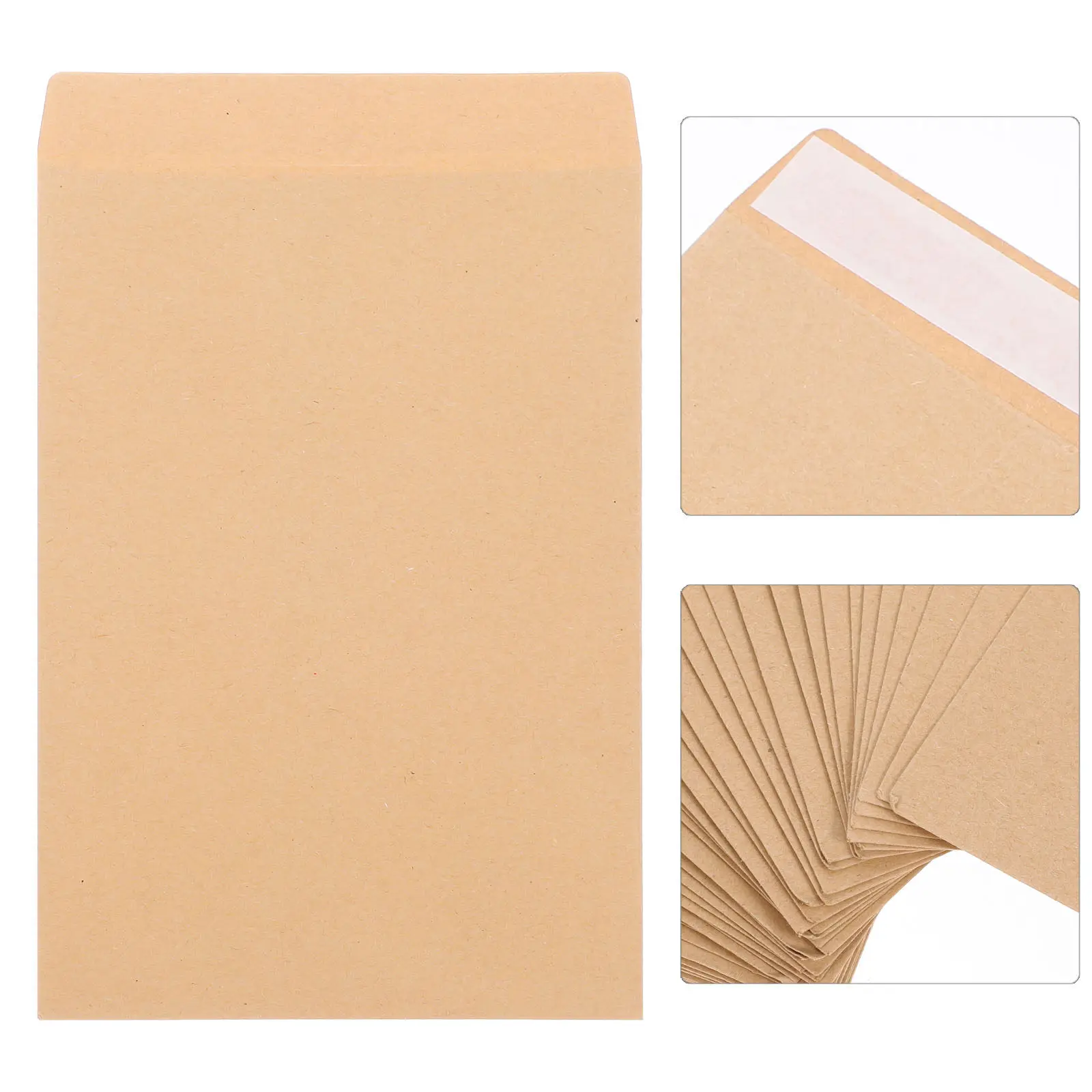 

50 шт. конвертов из крафт-бумаги, легкие самоклеящиеся конверты для хранения канцелярских принадлежностей, для писем, открыток, документов