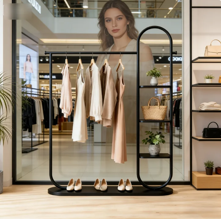 

Clothing Storeiron Clothing Store Zhongdao Rack Hanging Hanger With Laminate Light Luxury Internet Celebrity Children's Clothing