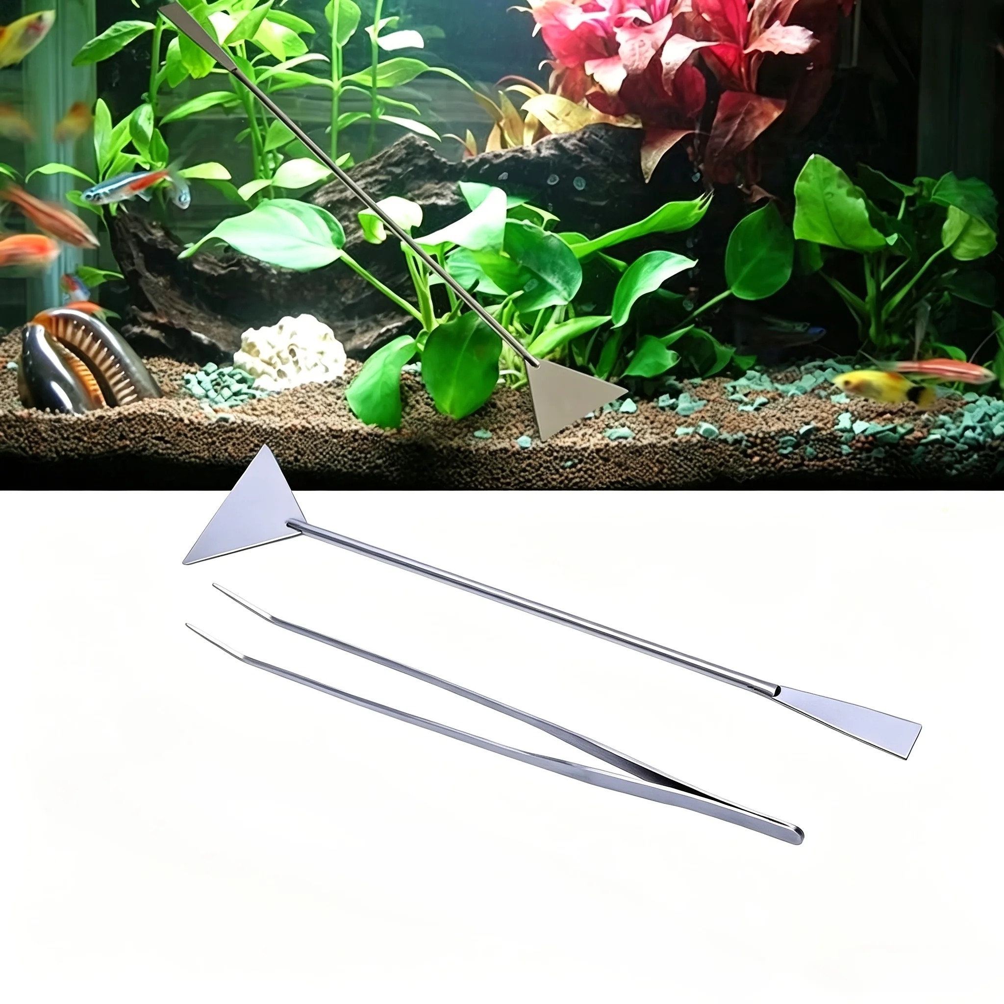 Stainless Steel Aquarium Long Tweezers Straight & Curved Forceps Fish Tank Cleaning Tools Water Plant Accessory