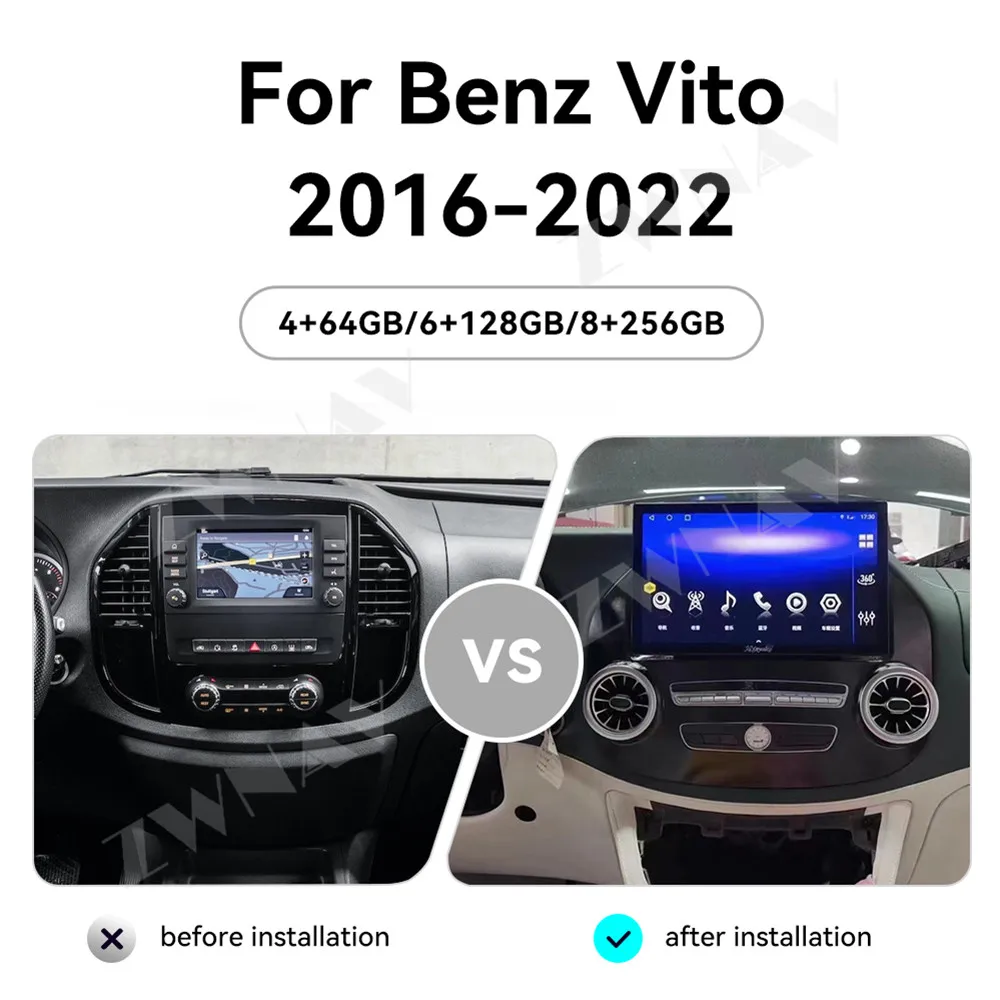 13.3 بوصة لمرسيدس بنز فيتو 116 W447 2016-2022 أندرويد راديو السيارة مشغل وسائط متعددة ستيريو لتحديد المواقع والملاحة Carplay رئيس وحدة #4