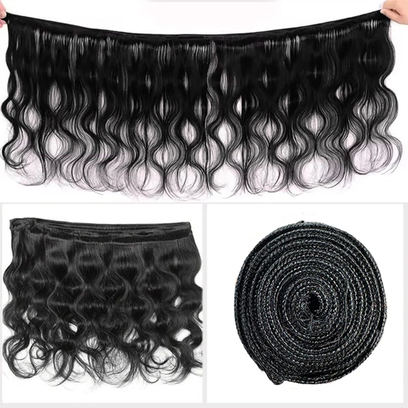 Natural Color Body Wave Bundles Human Hair 22 24 26 Inch Brazilian Virgin Hair 3/4 Bundles Human Hair Extensions for Women image 6