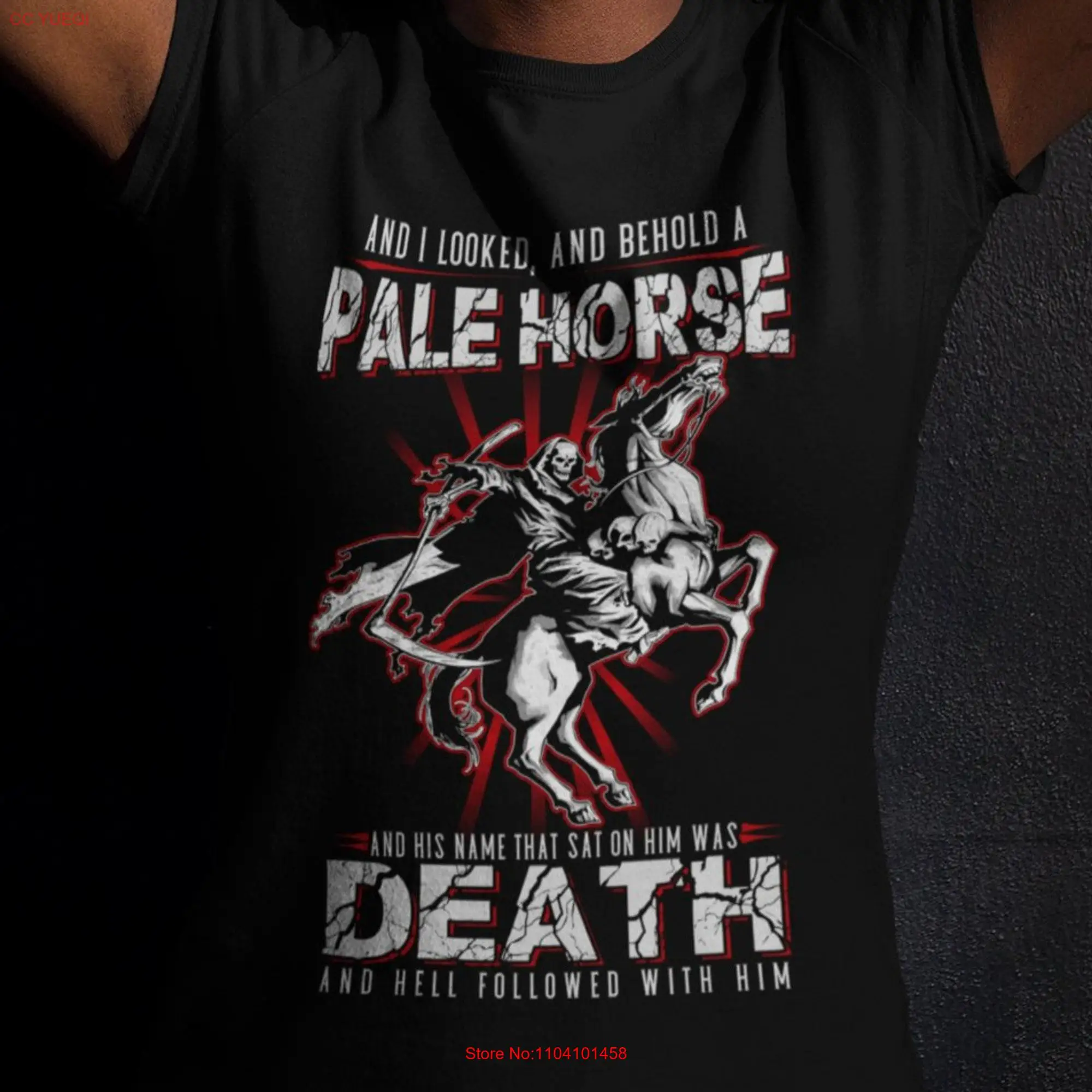 Camiseta de cuatro jinetes del Apocalipsis Death Hell Pale Rider religión Grim Reaper TH243 mangas largas o cortas