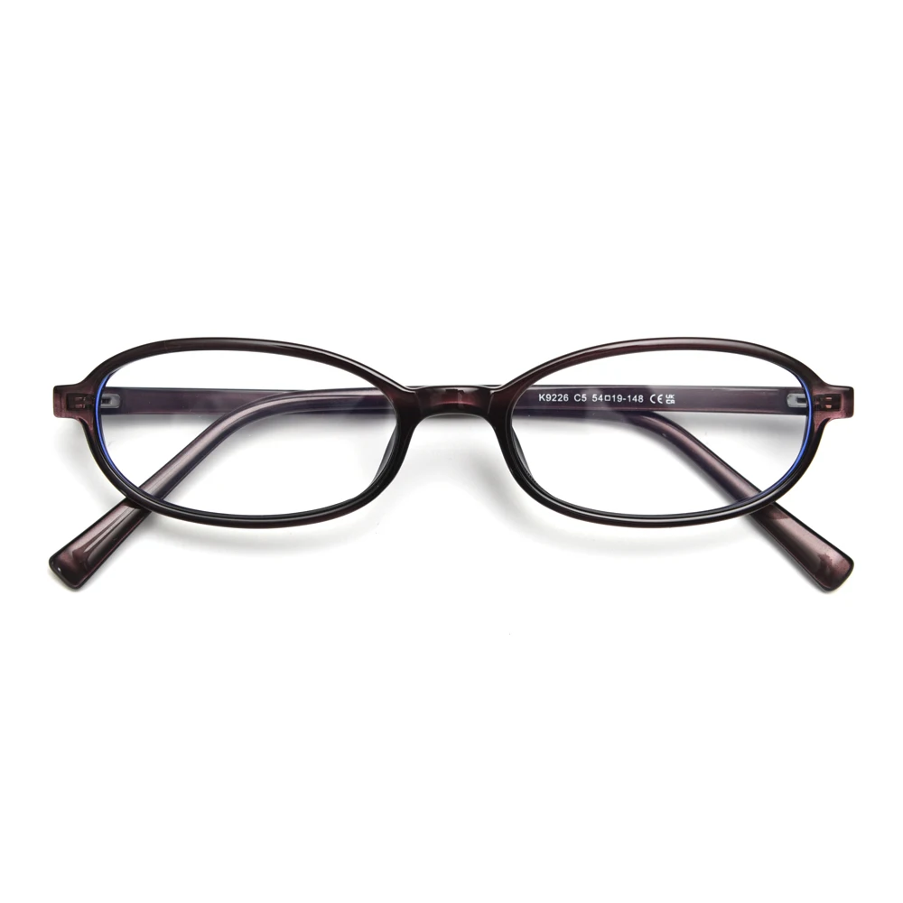 Kachawoo Small Frame Oval Glasses for Men Lightweight TR90 Acetate Retro Spectacle Frames Women Decoration Unisex Brown Grey