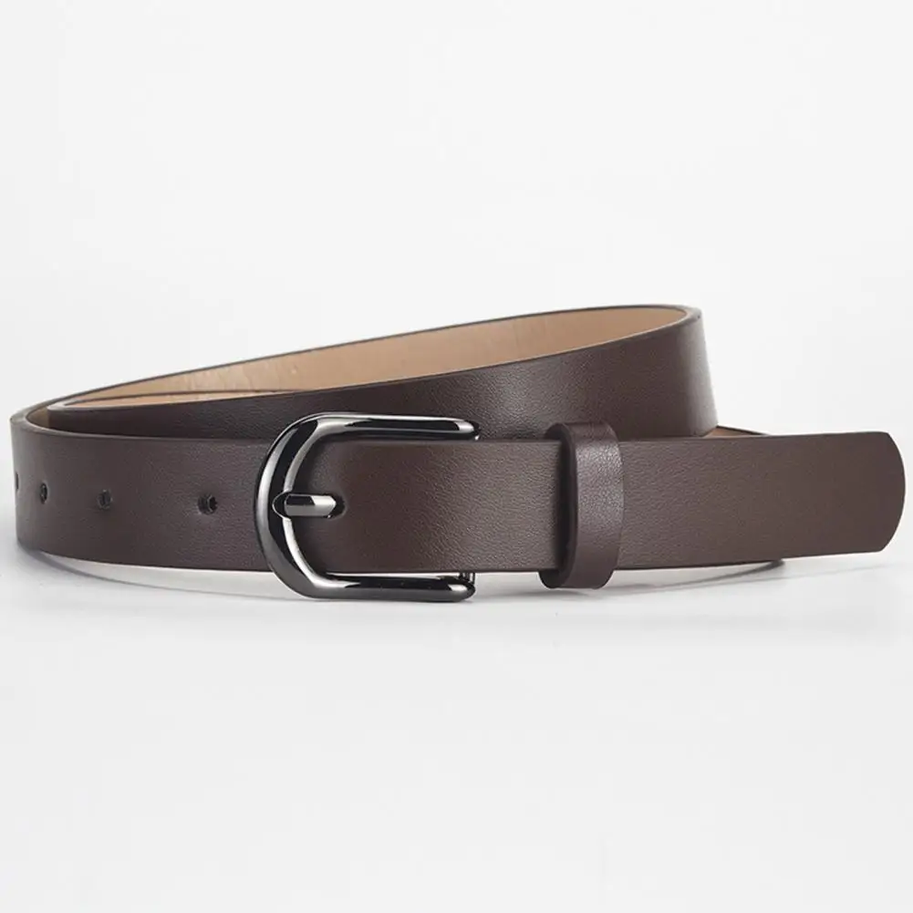 Easy-to-wear Belt Geometric Metal Buckle Faux Leather Belt for Men Women Adjustable Street Style Waistband with Alloy Buckle