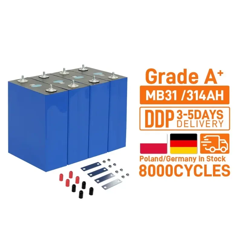 

Poland Germany Stock Grade a 8000+ Cycles 3.2V MB31 314Ah Lithium Ion Batteries Lifepo4 Battery Cell Storage Batteries