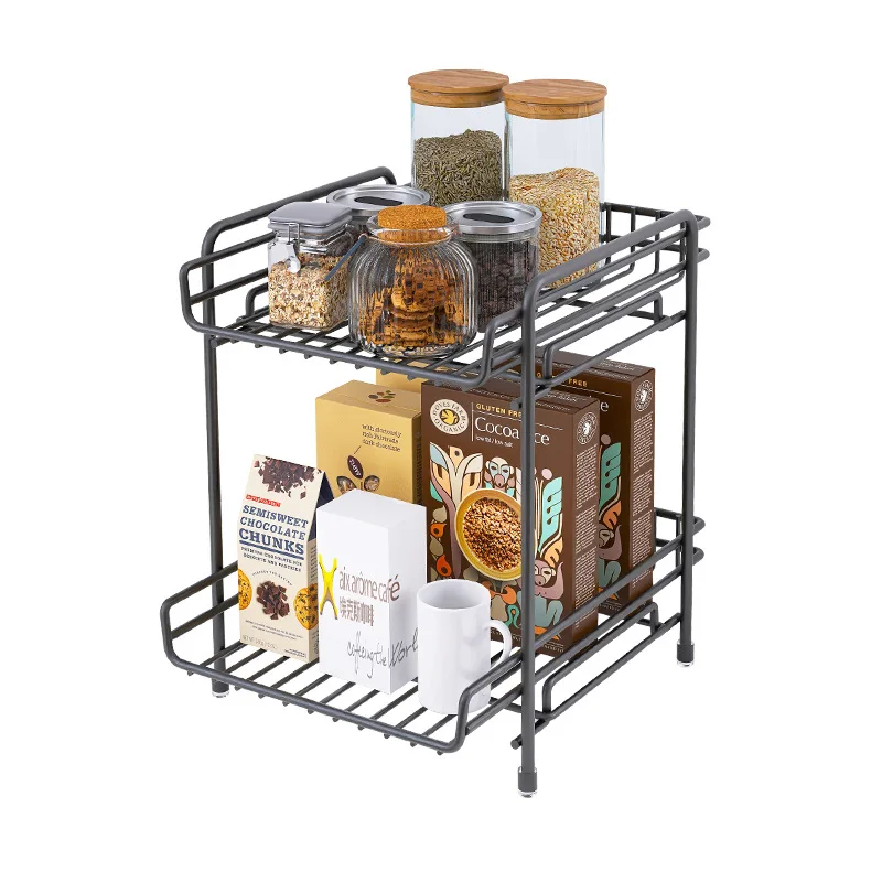 Kitchen multi-functional finishing rack, desktop large-capacity multi-layer metal file rack