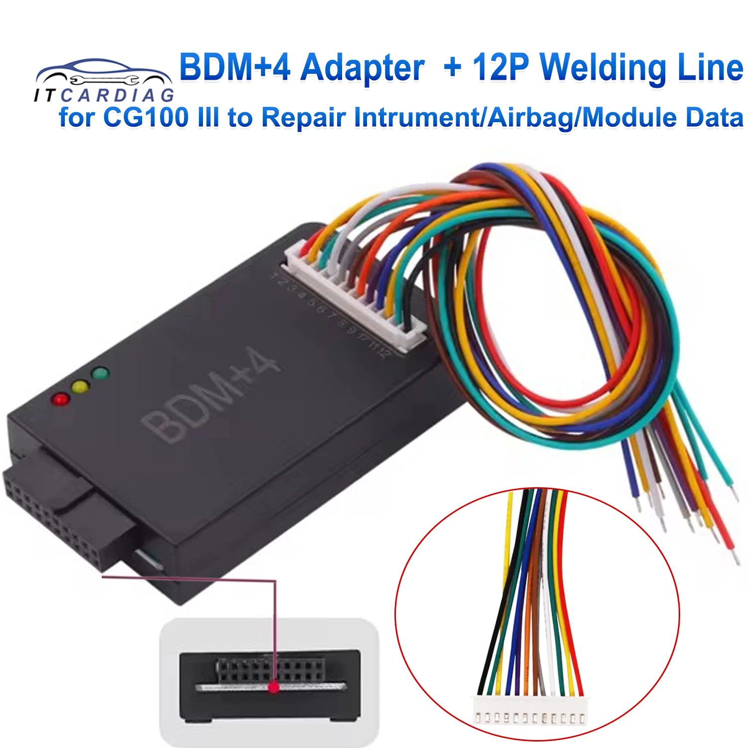 CG100 BDM+4 Adapter with 12P Welding Line Work for CG100 III Programmer to Repair Various of Intrument Airbag and Module Data