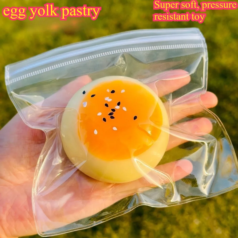 8cm，Soft Realistic Egg Yolk Pastry Slow Rising Squishy Toy, Food Grade Silicone Stress Relief Sensory Fidget Toy For All Ages