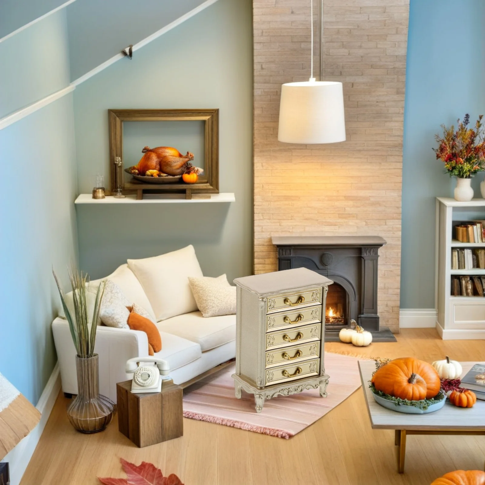 

Miniature Vintage Plastic Dresser Realistic 1:12 Scale Pretend Play Miniature Drawer Cabinet Dollhouse Furniture