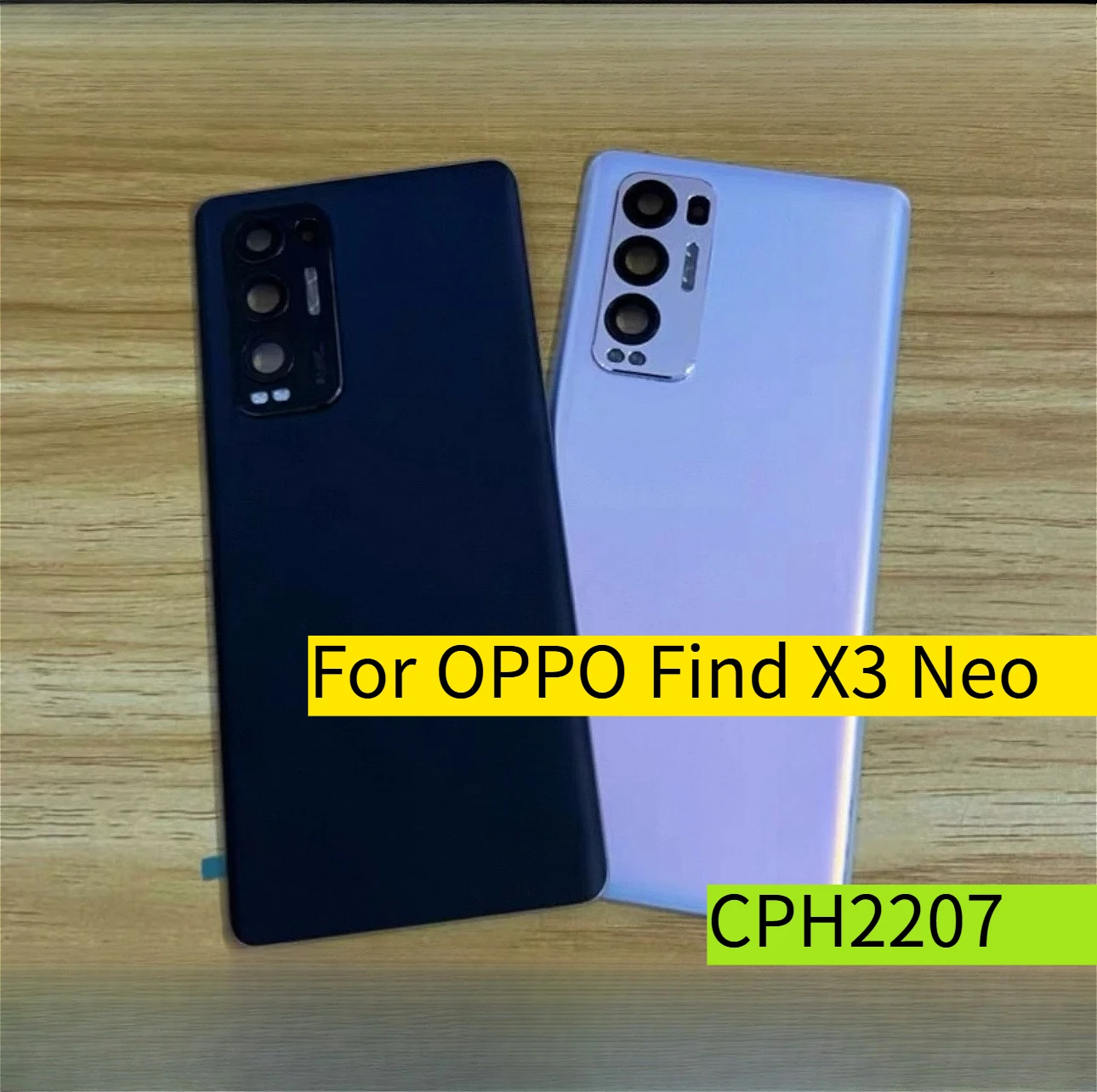 C For OPPO Find X3 Neo 5G CPH2207 Glass Battery Back Cover Rear Housing Door Case With Camera Lens Replacement+Sticker