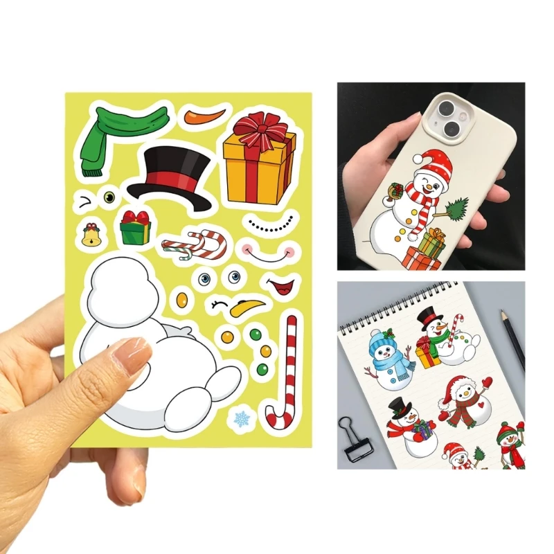 

Holiday Snowman Puzzle Stickers 24Pieces PVC Material Tablet Phone Decoration H8WD