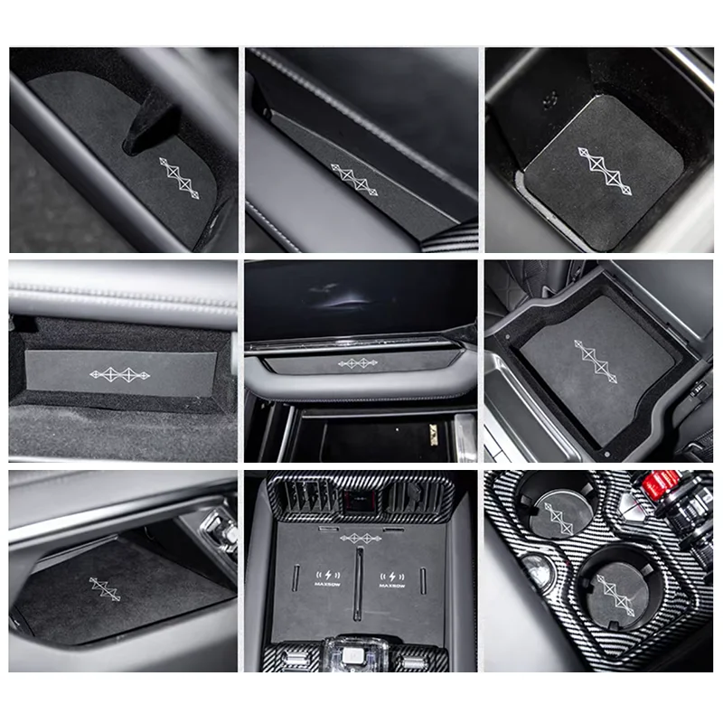 For BYD Leopard 8 Denza B8 Anti-Slip Gate Slot Cup Mat Door Groove Non-Slip Pad Suede Leather Coaster Car Interior Accessory