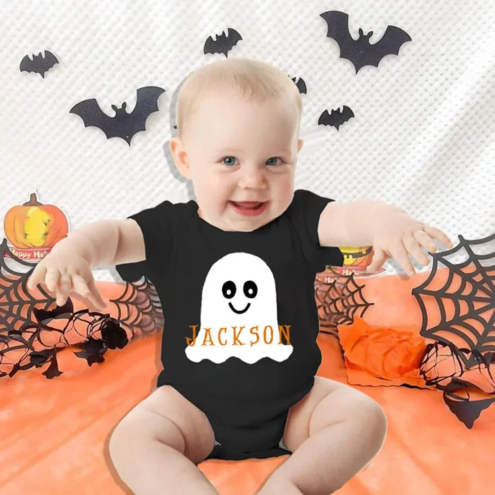 

Personalised Halloween Outfit Baby Bodysuit Custom Name Newborn Fall Festive Jumpsuit Infant Clothes Holiday Party Infant Romper