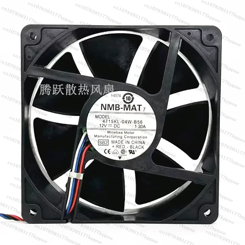 1PCS for NMB 4715KL-04W-B56 12V 1.30A 12CM 12038 Cooling Fan for FOR DELL Y4574 Server CPU Cooler Replacement