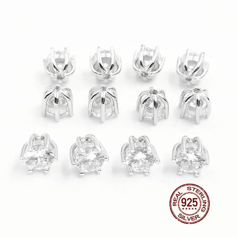 1Pcs Zircon Charms Tops for Navel Piercing 925 Sterling Silver Belly Button Ring Screw Cap for 1.5mm Belly Rings Accessories