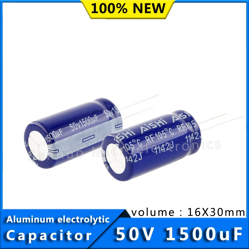 5Pcs 50V 1500UF 16*30 16x30 mm Aluminum Electrolytic Capacitor High Temperature Resistant 105° High Frequency Low Resistance