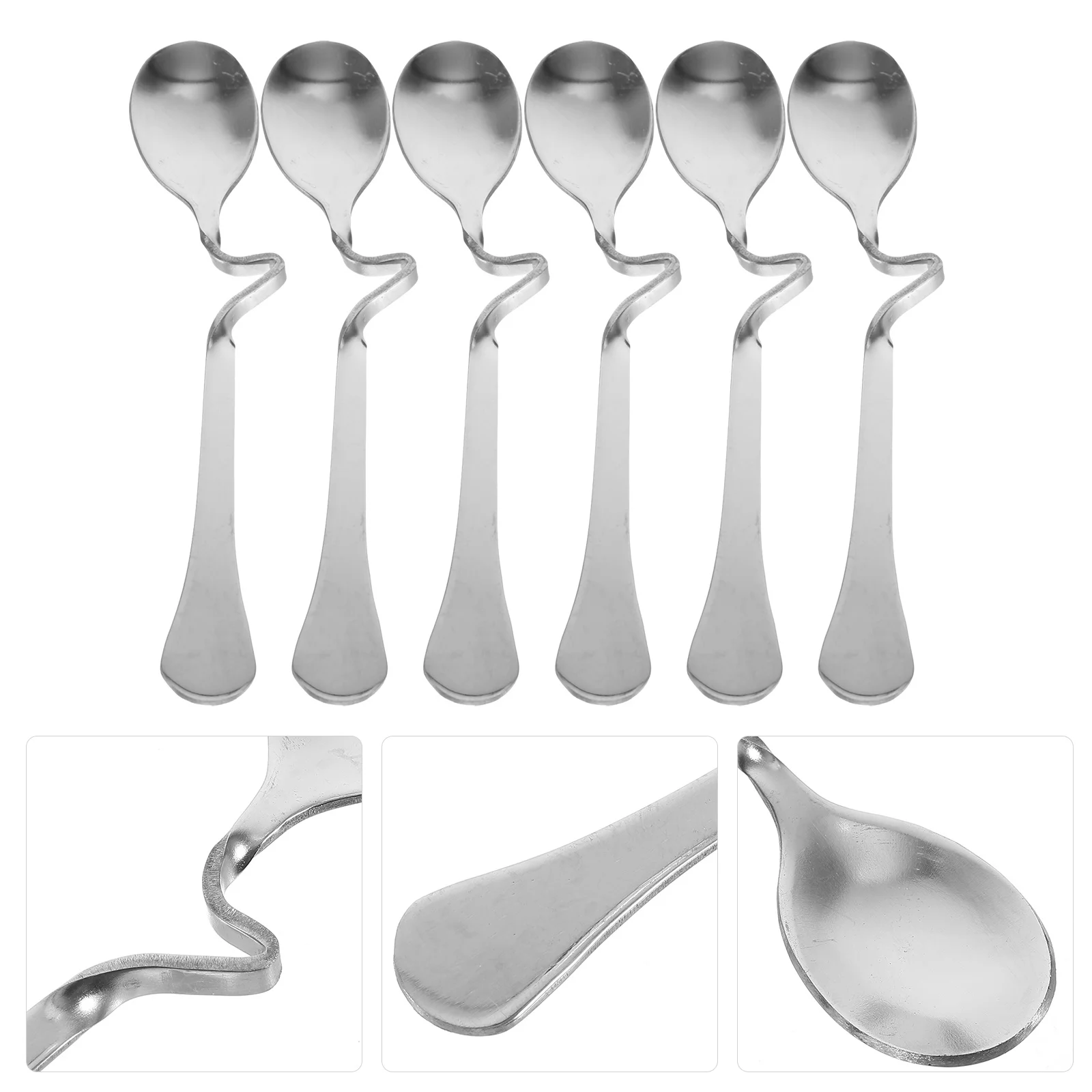 

6Pcs Coffee Spoon Stainless Steel Curved Long Handle Stirring Spoon for Mixing Coffee Espresso Milk Juice Beverages