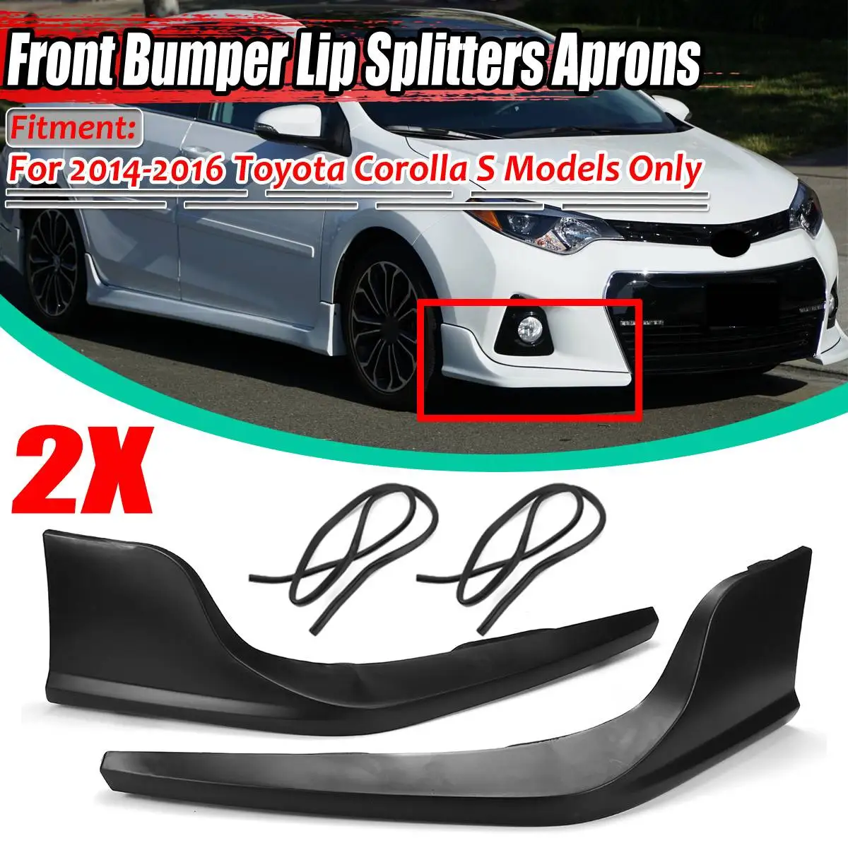 A Pair Car Front Bumper Lip Splitters Diffuser Spoiler Protection Guard Aprons For Toyota Corolla S Models 2014 2015 2016