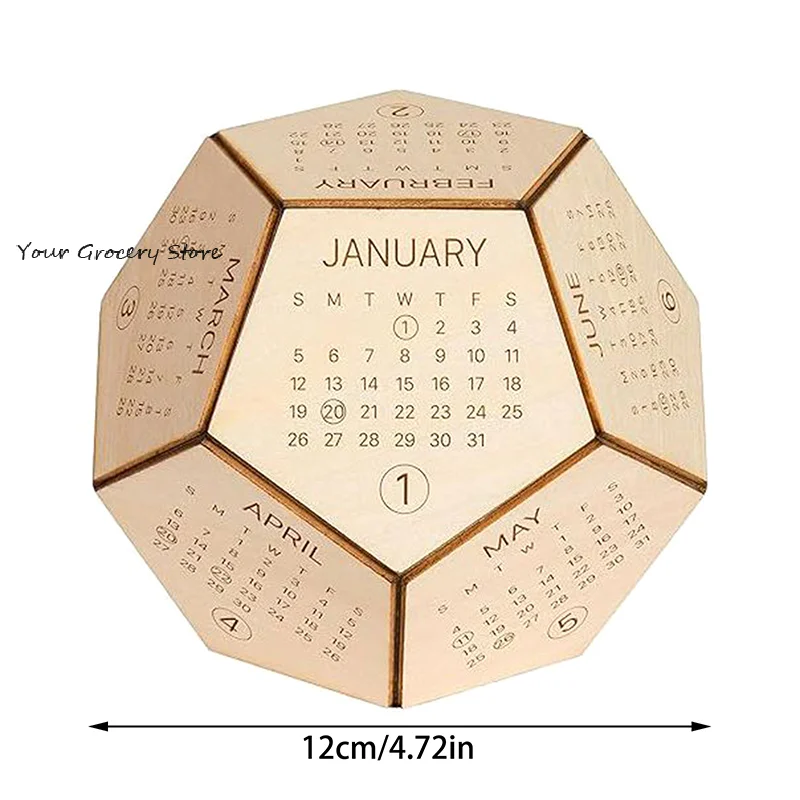 Nuevo calendario de madera 2025, dados de cubo de dodecachídrico, calendario de escritorio decorativo, calendario de bloques de construcción, regalo de Año Nuevo