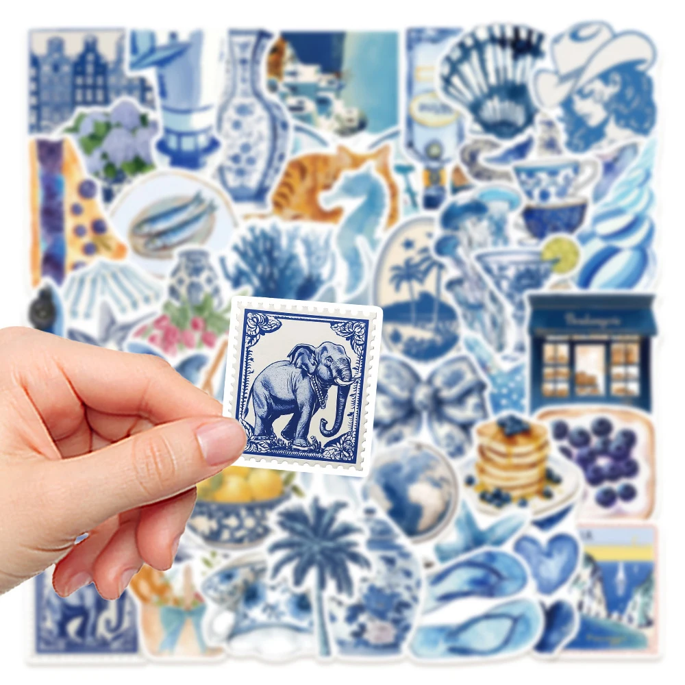 

10/30/50pcs Cute Blue Coast Aesthetic Art Stickers Ins Style Cartoon Decals Scrapbook Guitar Phone Graffiti Sticker Decoration