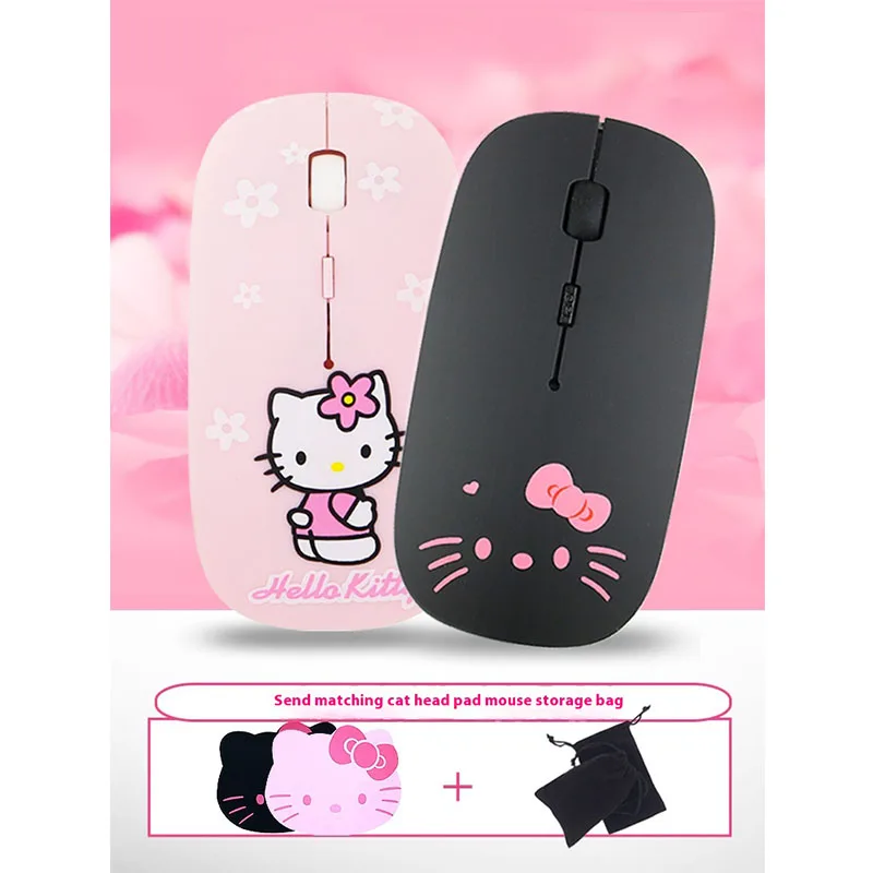 Bluetooth Dual-Mode Wireless Mouse Silent Girl Cute Cartoon Rechargeable Universal Mobile Phone Tablet Laptop Desktop Work