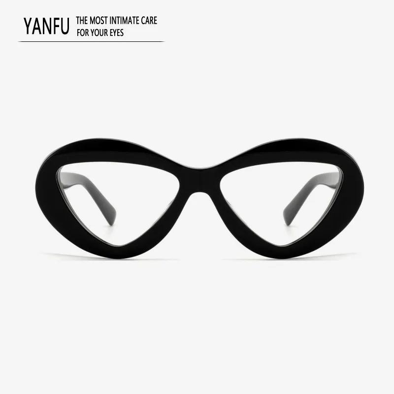 

Retro Cat Eye Black Acetate Optical Glasses Frames Woman Fashion for Women Men Reading High Quality Myopia Eyeglasses Frame Man