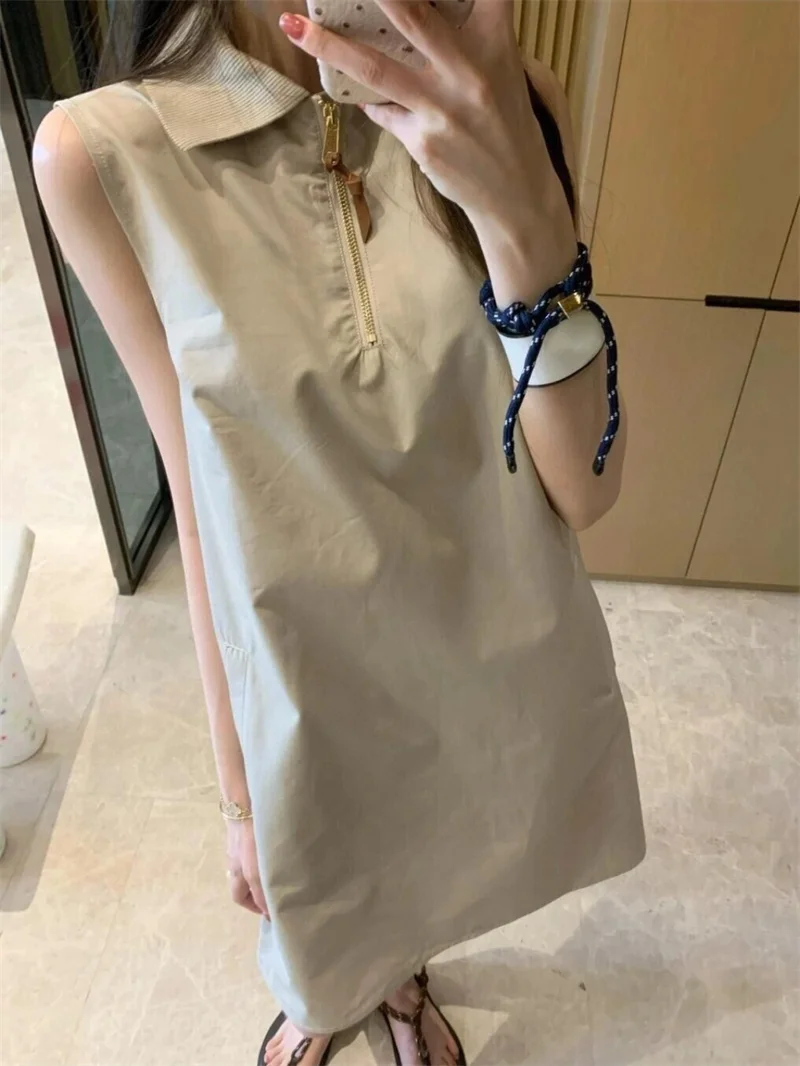 Sleeveless Clothing Women Dress M196655 Summer  Design Cargo beige Colour Streetwear Embroidery Letter Clothes 24ss High