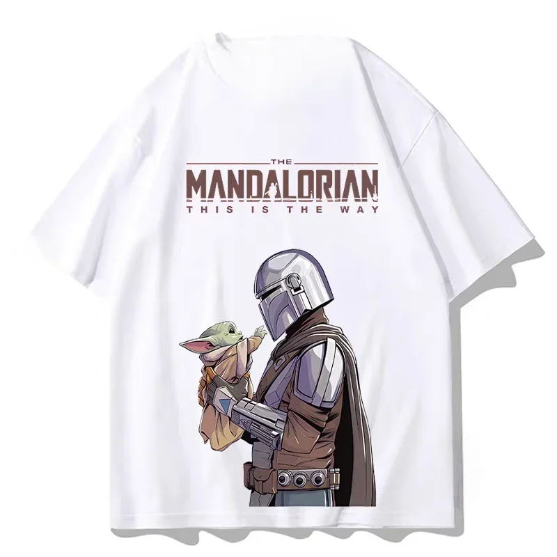 Mandalorian حرب النجوم الكرتون تي شيرت حول الرجال الصيف ليتل يودا طفل الكرتون قصيرة الأكمام الاتجاه فضفاضة