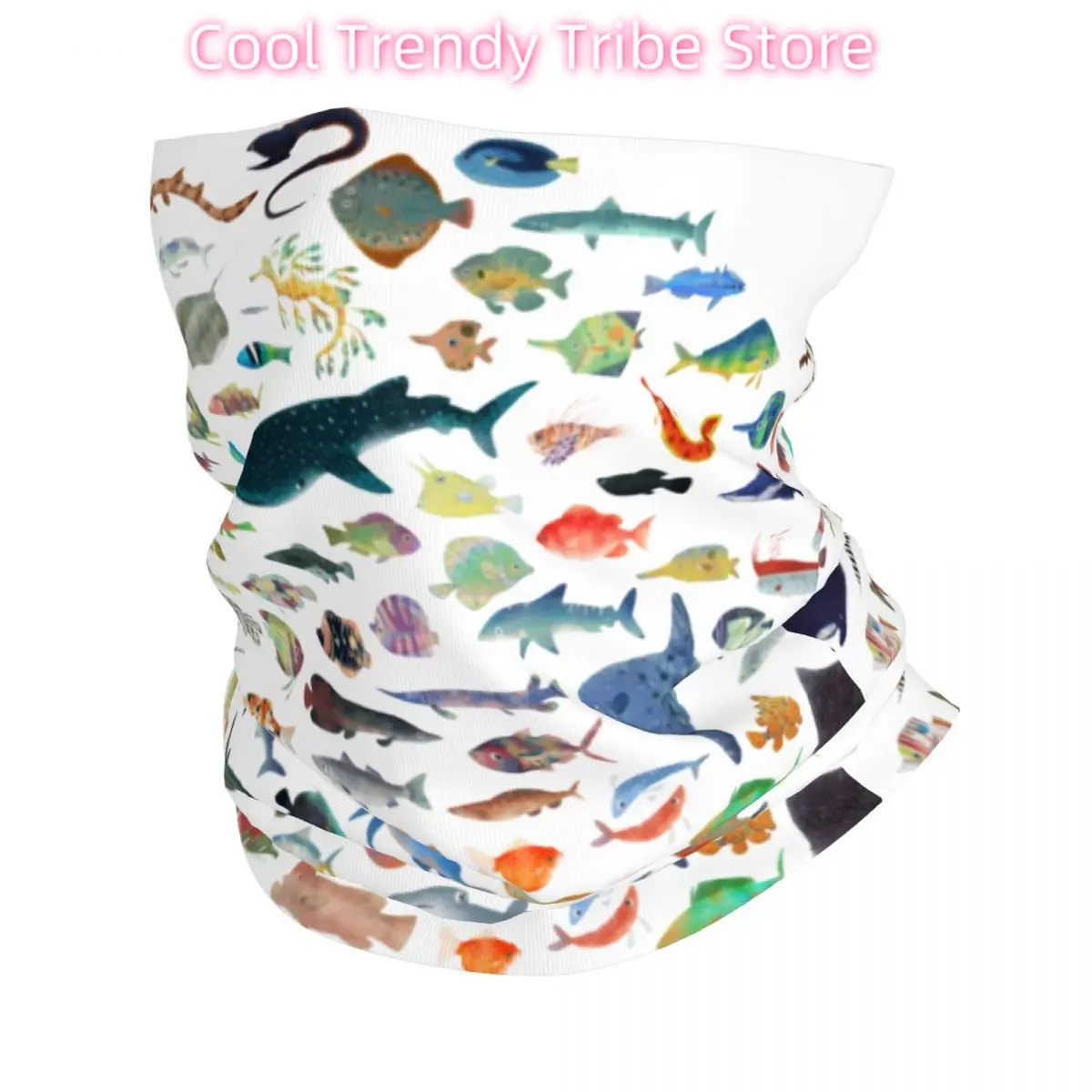 

One Hundred Fish Ocean Life Bandana Neck Cover Printed Scuba Diving Face Scarf Warm Face Mask Cycling Unisex Adult Washable