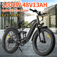 X26B Electric Bike 1000W Motor 48V13Ah Lithium Battery Hydraulic Disc Brake City Ebike 26*4.0 Fat Tire Mountain Electric Bicycle