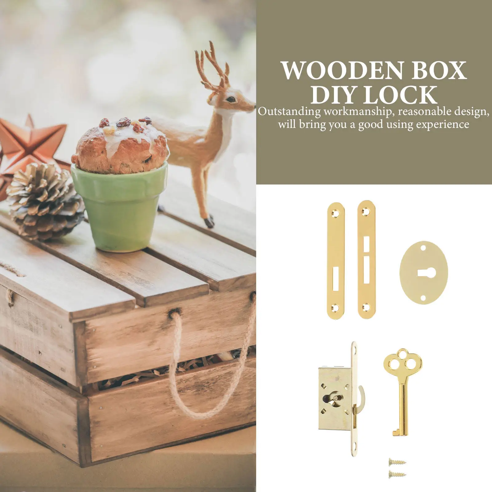 2Sets Hardware Invisible Locks Vintage Cabinet Locks Wooden Jewelry Box Latch Sturdy Metal Lock Keys Set