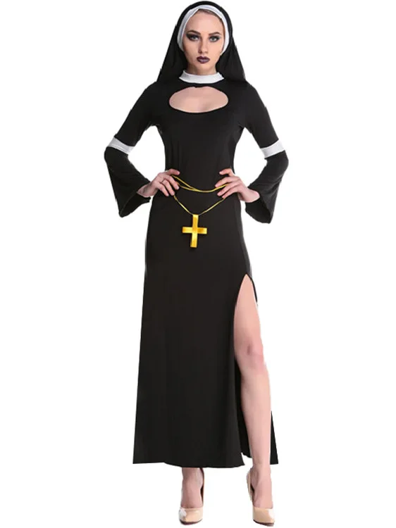 

Halloween Nun Costume Makeup Ball Performance Cosplay Role-playing Nun Uniform Women's Traditional Clothing Stage Costume