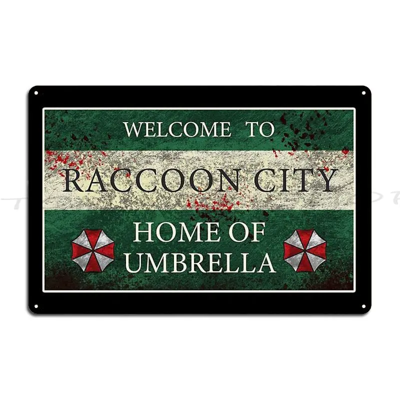 Visit Raccoon City Metal Plaque Poster Create Designing Printing Garage Personalized  Tin Sign Poster